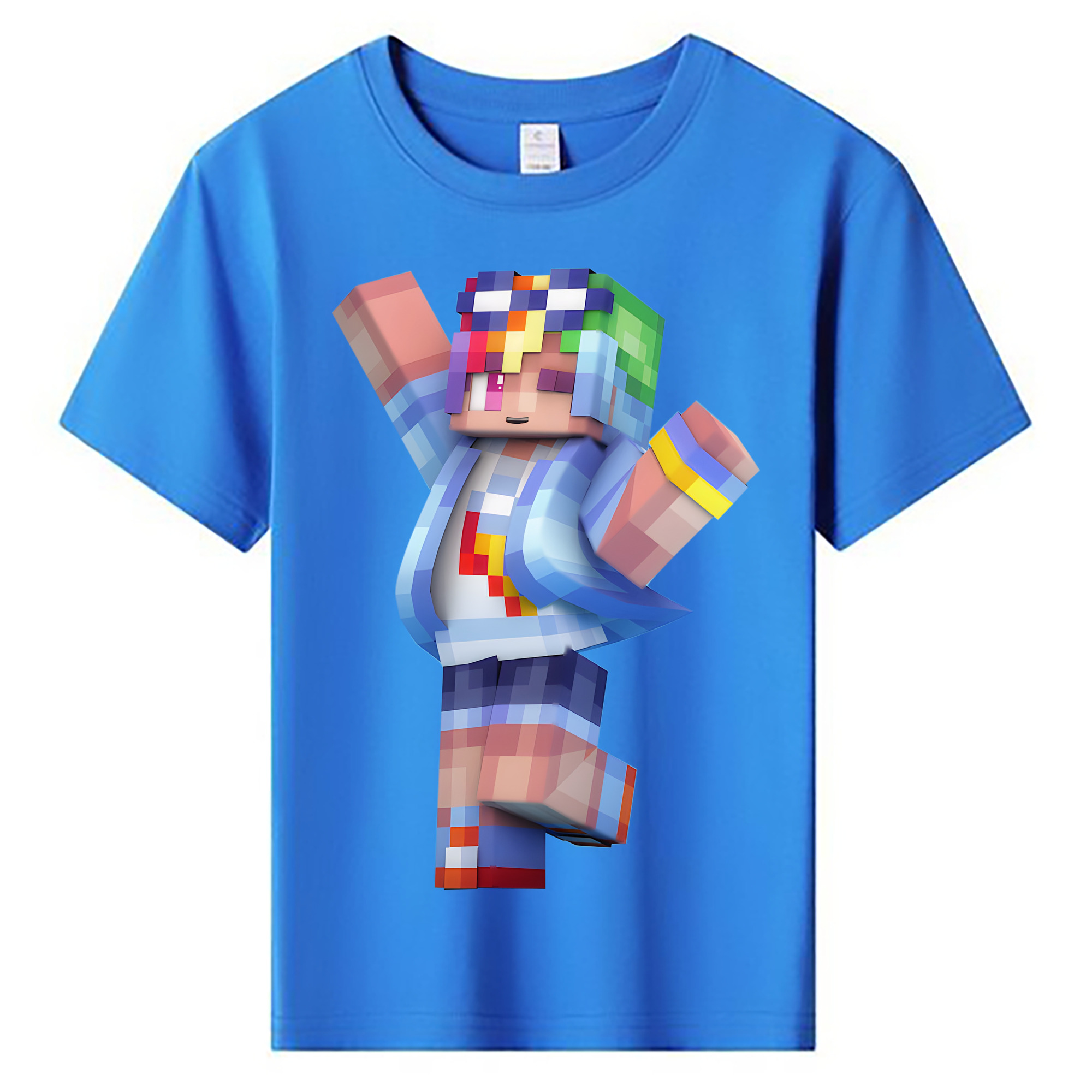 （画像用） マインクラフト ブロックの世界 Minecraft MC Block world 綿100％キッズTシャツ（フロントプリント）